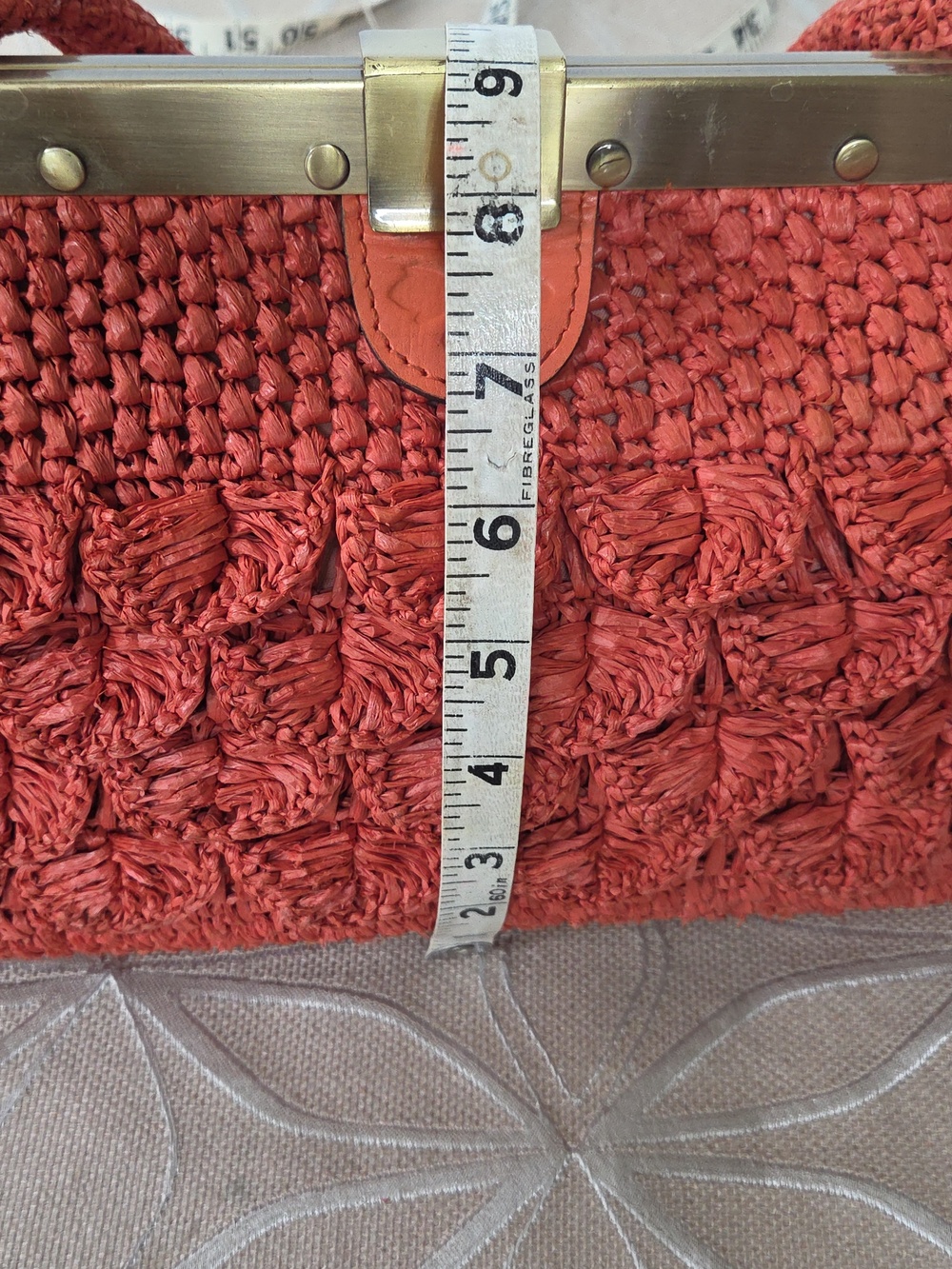 Patricia Nash Ferrara Woven Raffia Frame Bag, Koi Orange Satchel! - Picture 10 of 16